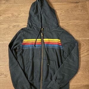 Aviator Nation Charcoal 5 Stripe Hoodie Size XS